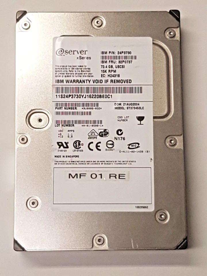 73.4 GB IBM Xseries 32P0737 ST373453LC Ultra320 SCSI 15K 8MB HDD 3.5 " Hard - Image 1 of 1