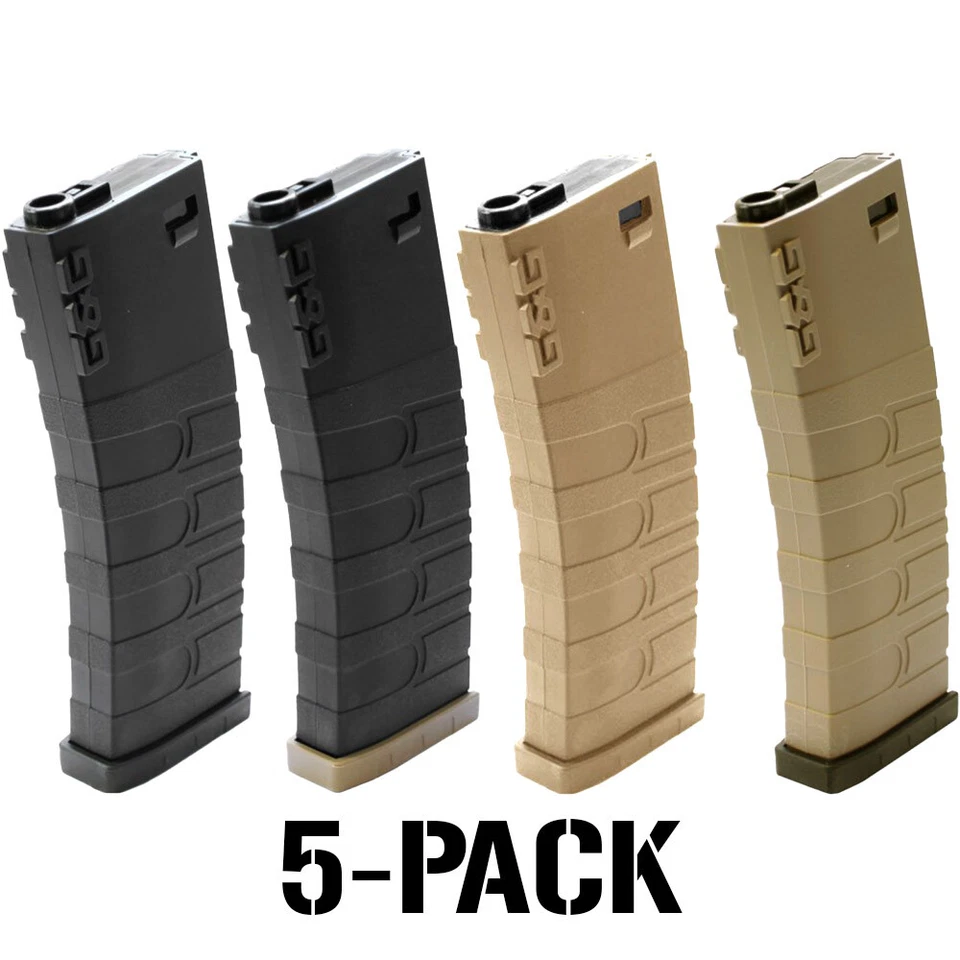 Rifle de Airsoft G&G CM16 / GR16 polímero 120 BB AEG cargador de tapa media paquete de 5 Foto 1 de 1