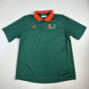 Miami Hurricanes adidas Polo Shirt Pullover Men's XL Green Basketball SS - Picture 1 of 9