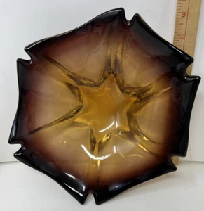 Vintage Mid Century Murano Art Glass Yellow to Purple Ashtray Dish - Picture 1 of 5