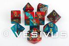 DICE Chessex Gemini RED  TEAL 10-Dice Set Marble Shiny d20 RPG 4d6 D D 26462