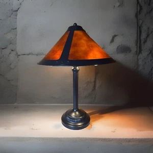 Vintage Arts And Crafts Mica Series Tensor Bronze Tone Double Socket Table Lamp - Picture 1 of 21