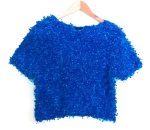 VTG Michael Simon NY Size Medium 2001 Blue Fuzzy Shirt - Bild 1 von 3