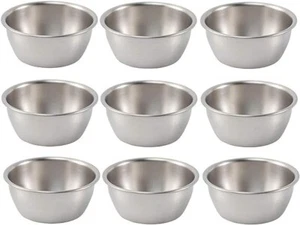Small Food Bowls Set of  9 Round Stainless Steel Dish Hot Pot Dipping Bowl - Picture 1 of 10