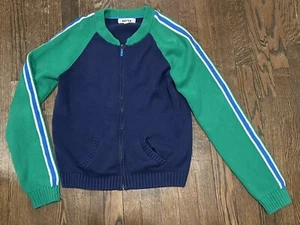 Boys Mini Boden Full Zip Green Blue Ski Sweater 13-14 Years EUC - Picture 1 of 4