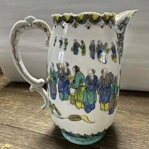 Alte japanische Porzellan Meiji Kutani Älteste Figuren Kaffeekanne Servieren ohne Deckel - Bild 1 von 15