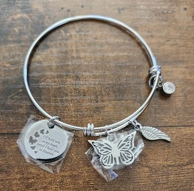 Urna Pulsera Mariposa Cenizas Soporte Acero Inoxidable/ Te Sostendré en Mi Corazón Foto 1 de 4