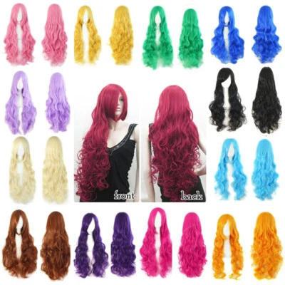 Woman 80cm Long Curly Wigs Cosplay Halloween Costume Anime Hairs Wavy Full Wigs - Image 1 of 3