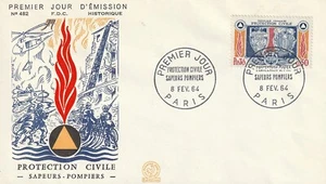 Enveloppe 1er jour 482 1964 Sapeur Pompier Protection Civile - Imagen 1 de 2