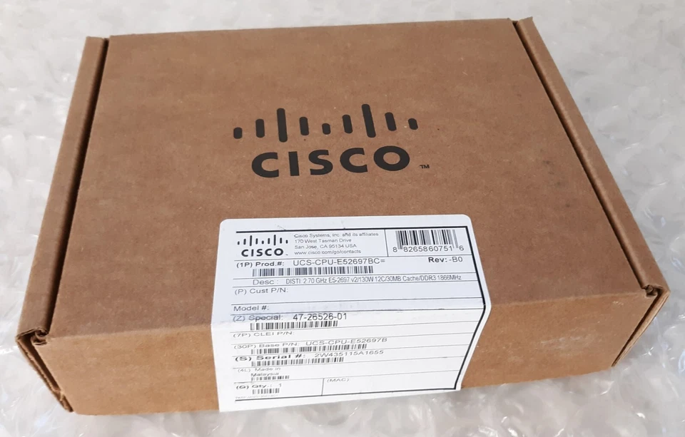 Cisco UCS-CPU-E52697B 2.70GHz E5-2697 V2 130W 12C/30MB DDR3 1866MHz NEW *SEALED* - Image 1 of 3