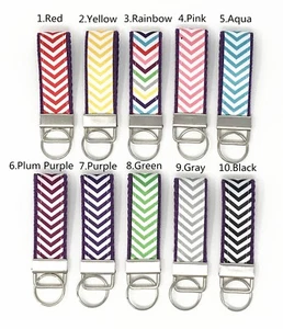 Multi Color Chevron Wave and Purple Webbing Mini Key Fob with key ring - Picture 1 of 31