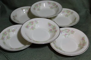 6 Taylor Smith Taylor Brides Bouquet 5.5 Fruit Dessert Bowls Pink Blue Flowers - Picture 1 of 5