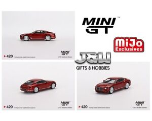 Mini Gt Bentley Continental GT Velocidad 2022 Candy Rojo MGT00420 1/64