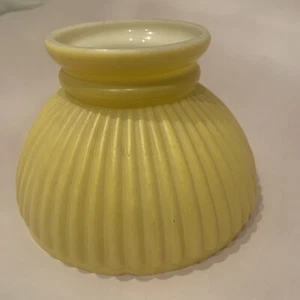 Vintage Yellow Ribbed Glass Replacement Lamp Shade 6" Bottom 3”top - Picture 1 of 5