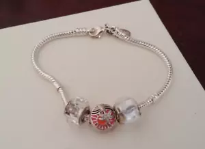 Pandora Tropical Sunset CZ Charm + European Charm Bracelet + Silver Bead Set 8" - Picture 1 of 17