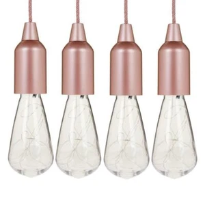 New Improvements 4-Pack LED Edison Firefly Fairy Pull Lights w/ Remote, Rose - Picture 1 of 4