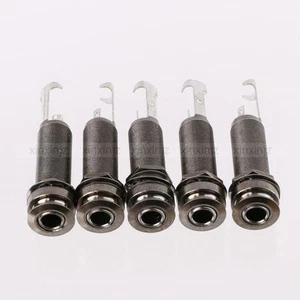 5PCS Cylinder Guitar Bass End Pin Output Jack 1/4" Mono NICKLE 6306 - Picture 1 of 5