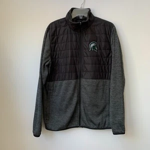 Chaqueta Michigan State Spartans Adulto Grande con Cremallera Completa Negra Gris Acolchada y Tejida - Imagen 1 de 13