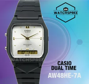 Casio Analog Digital Dual Time Black Resin Band Watch AW48HE-7A AW-48HE-7A - Picture 1 of 2