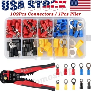 102 STCK. Isoliert O Ring Crimp Elektrische Draht Klemmen Steckverbinder Sortiment Kit - Bild 1 von 24