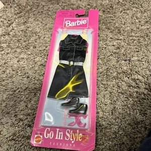 1997 Barbie Go In Style Fashion Black Dress w/ Black Ankle Boots Mint on Card - Picture 1 of 2