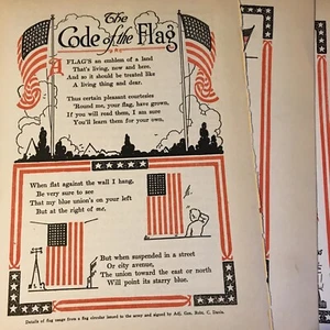 Vintage whimsical book print-Code of US Flag 3 Pages - Picture 1 of 11