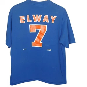 Denver Broncos Nutmeg John Elway Shirt XL Vintage Single Stitch Blue NFL Team CO - Picture 1 of 10