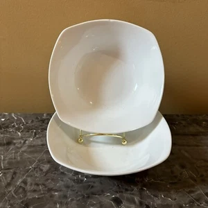 Crate & Barrel White Porcelain Pasta Bowls Set Of 2  7”x7” - Picture 1 of 5