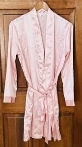 ADONNA PINK SATIN ROBE LONG SLEEVES SIZE SMALL S/CH Chico Tie Belt Nightgown - Picture 1 of 3