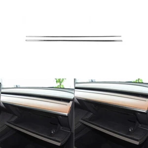 2x Tablero de instrumentos copiloto interior de fibra de carbono moldura de tira inferior para Tesla modelo 3/Y - Imagen 1 de 12