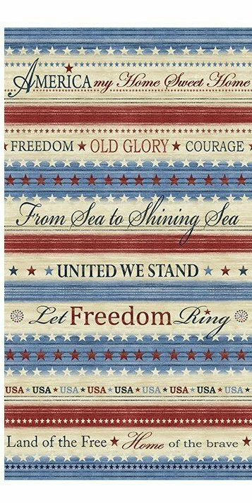 Home Of The Free Patriotic Fabric 24" X44" Panel USA Cotton Benartex RETIRED - Image 1 of 1