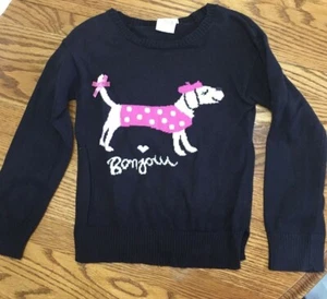 sonoma girls black pullover sweater size 5 Bonjour Poodle - Picture 1 of 4