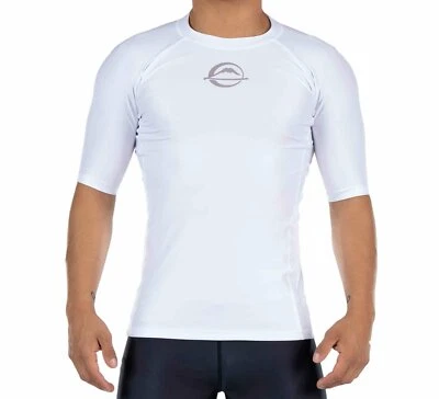 Fuji Sports Baseline IBJJF Ranked BJJ Jiu Jitsu ShortSleeve SS Rashguard - White - Image 1 of 2