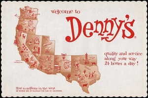 Mantel de colección DENNYS restaurante western states fotografiado lista de ubicación n-como nuevo+ - Imagen 1 de 2