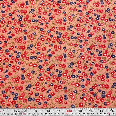 Early Bird by Bonnie & Camille for Moda Florals Pink Cotton Remnant 19" x 44" - Image 1 of 2