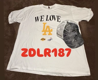 Camisa LA Lakers Dodgers We Love LA + sombrero camuflaje veterano sorteo sga crypto 11/5 Foto 1 de 4