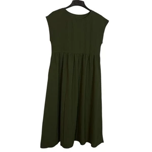 Women’s Casual Baggy Swing Dress Olive Green Short Sleeve Oversized Small - Picture 1 of 5