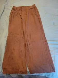 Old Navy High-Rise Wide Leg Linen Pants Maplewood Brown Size S - Picture 1 of 3