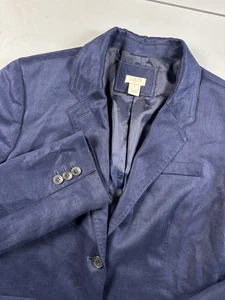 J. Crew Women's Size 12 100% Linen Schoolboy Lined Blazer Jacket Blue - Picture 1 of 8