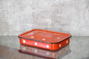 polka dot enamel Large box Vintage soviet container with lid enamelware USSR - Picture 1 of 12