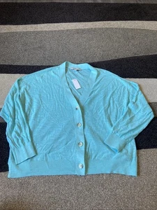 Loft Strickjacke mit großer Knopfleiste, hellblau, 100% Baumwolle Strick leicht NEU - Bild 1 von 9