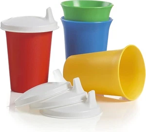 Tupperware Bicchieri a Campana con Guarnizioni a Cupola Sipper Tazze Sippy Primari Nuovi - Foto 1 di 5