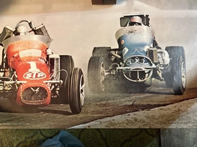 Vintage 1971 Road & Track  Poster Andretti & Bettenhausen 100 Miler USAC Sac. CA - Image 1 of 4