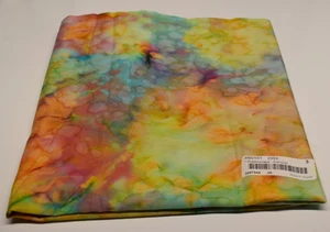 Batik fabric piece DREAMSCAPE CARNIVAL green blue pink orange 3/4 YARD X 45" - Picture 1 of 3