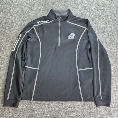 Kansas Jayhawks Columbia Golf Lightweight 1/4 Zip Black Pullover Adult Small - Image 1 of 4