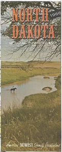 1966 North Dakota offizielle State Highway Straßenkarte mit Eisenbahnen & Fluggesellschaften - Bild 1 von 4