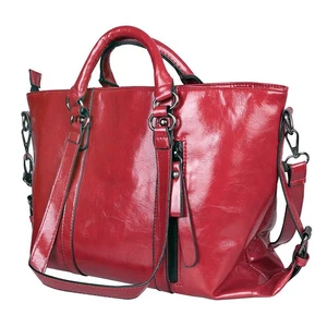 Bolso de mano de cuero engrasado para mujer - Bolso mensajero Maletín de hombro para dama Cartera - Imagen 1 de 38