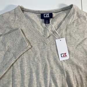 NEW Cutter & Buck Lakemont Sweater Medium Tri Blend Golf V Neck Pullover NWT - Picture 1 of 8