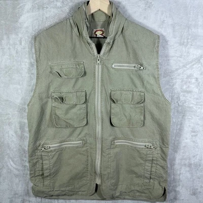 Chaleco Safari Banana Republic Años 80 De Colección Para Hombres XL Caqui Utilitario Cremallera Bolsillos Frontales Foto 1 de 4