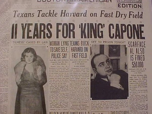 TITULARES DE PERIÓDICOS DE COLECCIÓN ~ MAFIA GÁNGSTER REY AL CAPONE PRISIÓN SCARFACE 1931 - Imagen 1 de 1